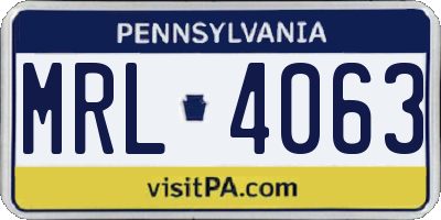 PA license plate MRL4063