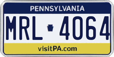 PA license plate MRL4064