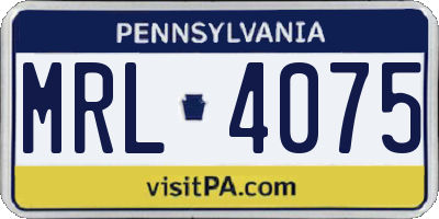 PA license plate MRL4075