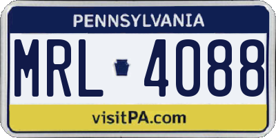 PA license plate MRL4088