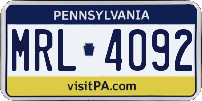 PA license plate MRL4092