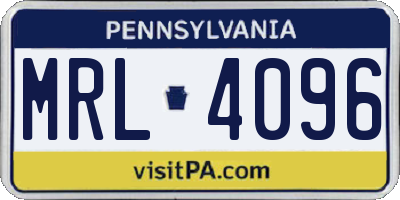 PA license plate MRL4096