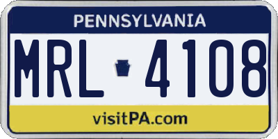PA license plate MRL4108