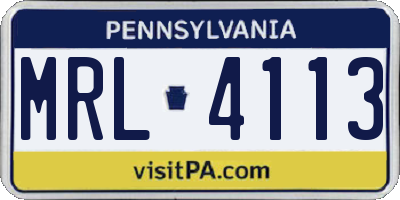 PA license plate MRL4113