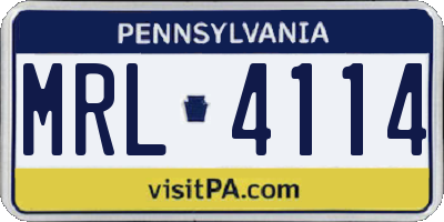 PA license plate MRL4114