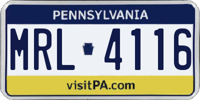 PA license plate MRL4116