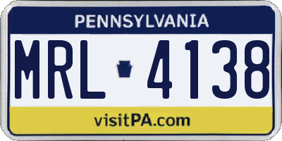 PA license plate MRL4138