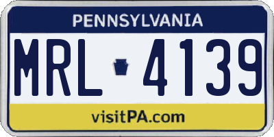 PA license plate MRL4139