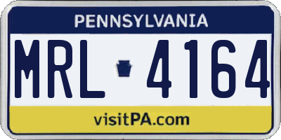 PA license plate MRL4164