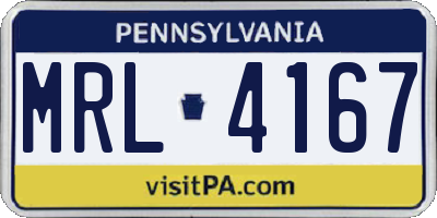 PA license plate MRL4167