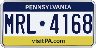 PA license plate MRL4168