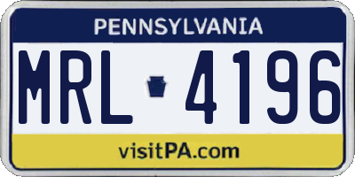 PA license plate MRL4196