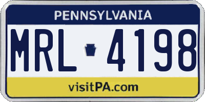 PA license plate MRL4198