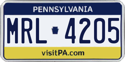 PA license plate MRL4205
