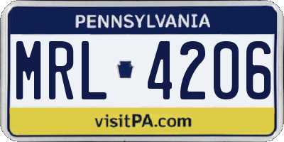 PA license plate MRL4206