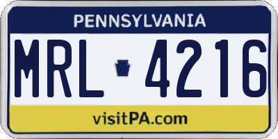 PA license plate MRL4216