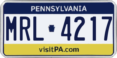 PA license plate MRL4217