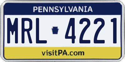 PA license plate MRL4221