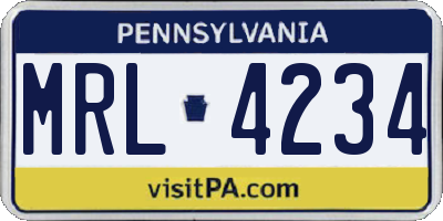 PA license plate MRL4234