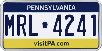 PA license plate MRL4241