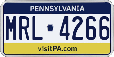 PA license plate MRL4266