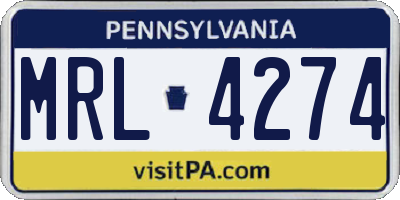PA license plate MRL4274