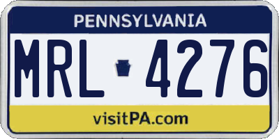 PA license plate MRL4276