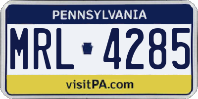 PA license plate MRL4285