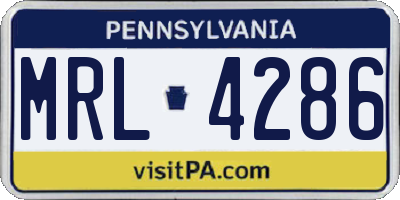 PA license plate MRL4286