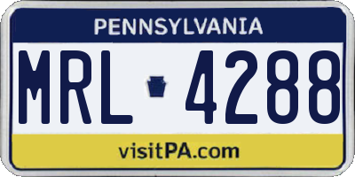 PA license plate MRL4288
