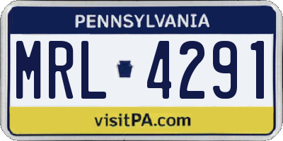 PA license plate MRL4291