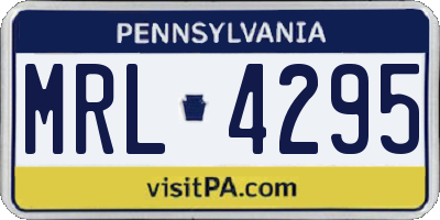 PA license plate MRL4295
