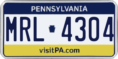 PA license plate MRL4304