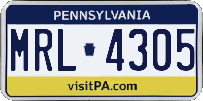 PA license plate MRL4305