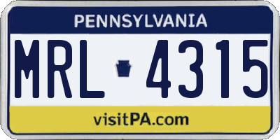 PA license plate MRL4315