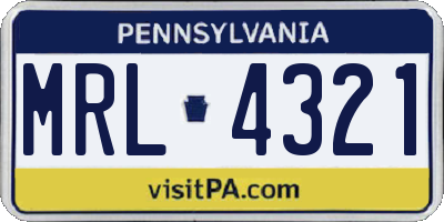 PA license plate MRL4321