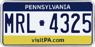 PA license plate MRL4325