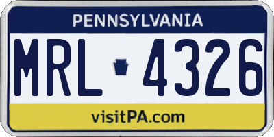PA license plate MRL4326