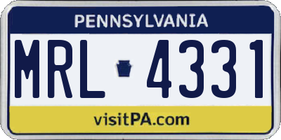 PA license plate MRL4331