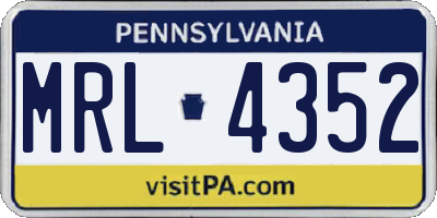 PA license plate MRL4352