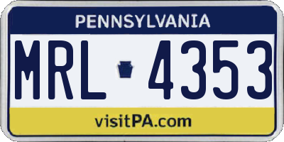 PA license plate MRL4353