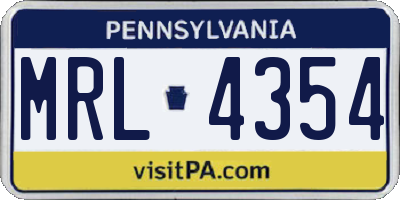 PA license plate MRL4354