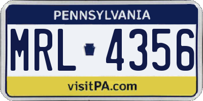 PA license plate MRL4356