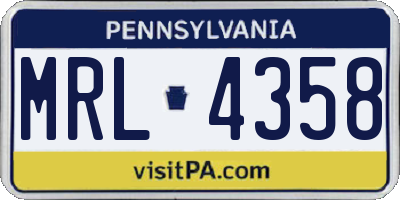 PA license plate MRL4358