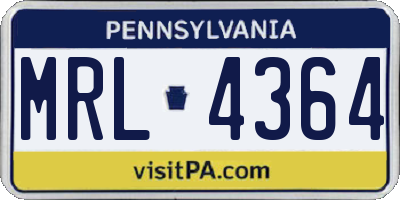 PA license plate MRL4364