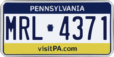 PA license plate MRL4371