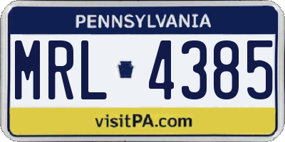 PA license plate MRL4385