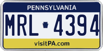 PA license plate MRL4394