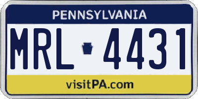 PA license plate MRL4431