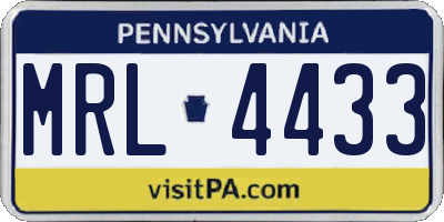 PA license plate MRL4433